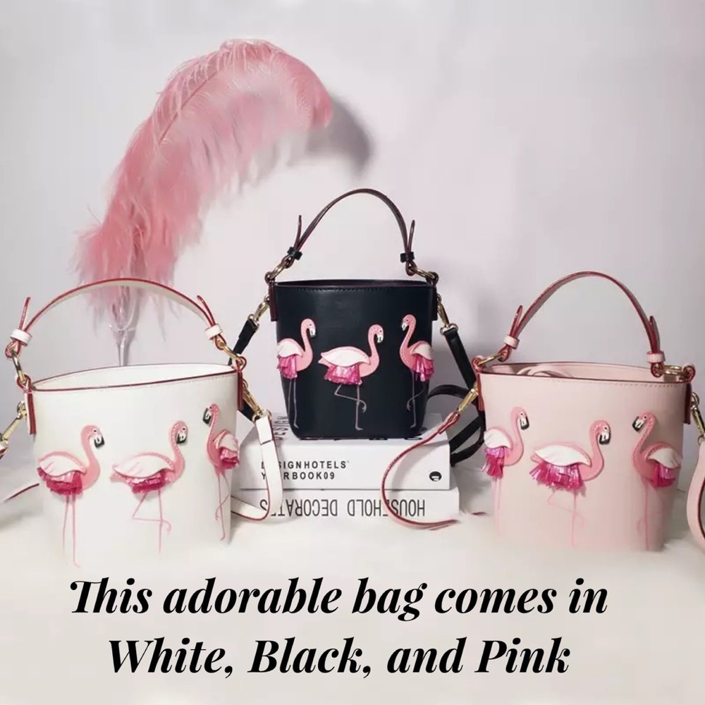 Beautiful Pink Flamingo Crossbody Bucket Purse - Picture 15 of 16